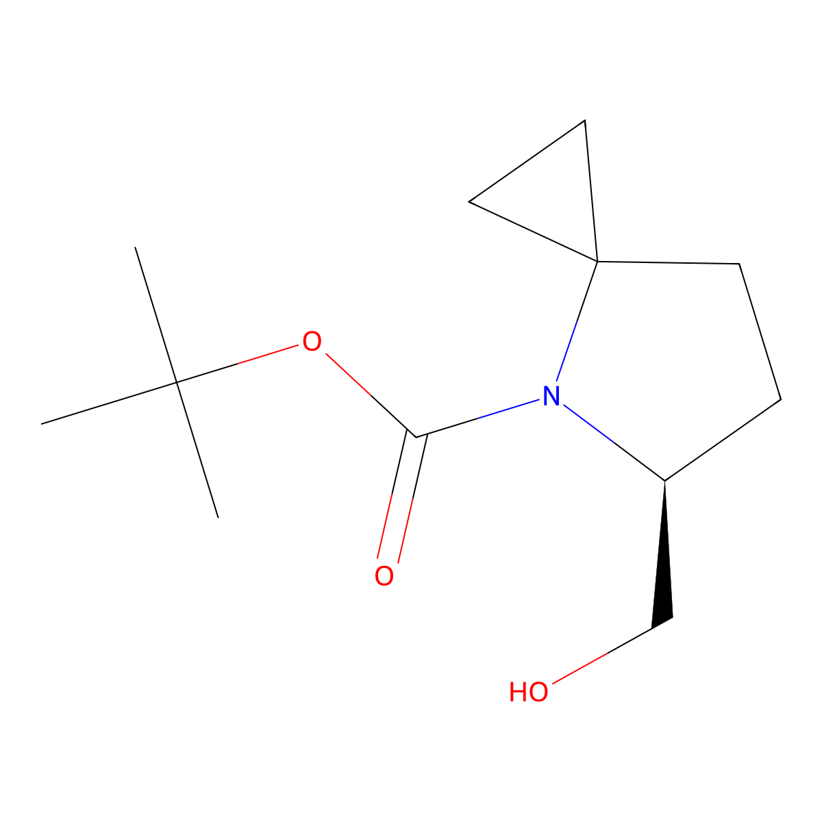tert-Butyl (S)-5-(hydroxymethyl)-4-azaspiro[2.4]heptane-4-carboxylate molecular structure, CAS 2007909-24-0