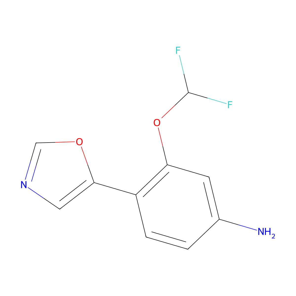 3-(Difluoromethoxy)-4-(oxazol-5-yl)aniline molecular structure, CAS 2007909-25-1