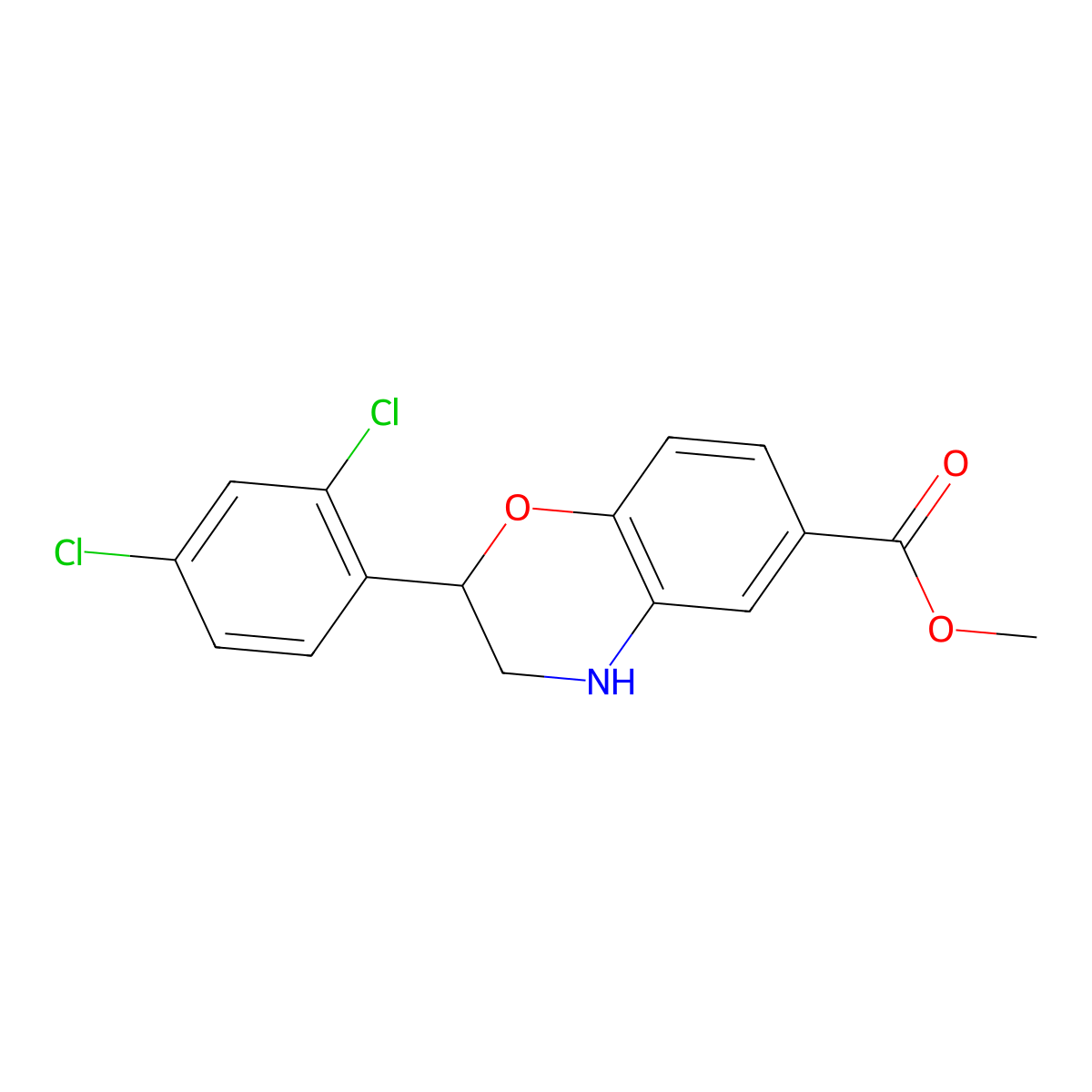 Methyl 2-(2,4-dichlorophenyl)-3,4-dihydro-2H-benzo[B][1,4]oxazine-6-carboxylate molecular structure, CAS 2007909-33-1