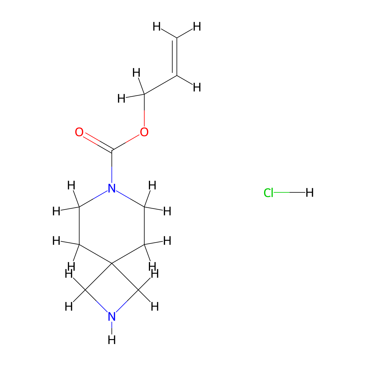 Allyl 2,7-diazaspiro[3.5]nonane-7-carboxylate hcl molecular structure, CAS 2007909-44-4