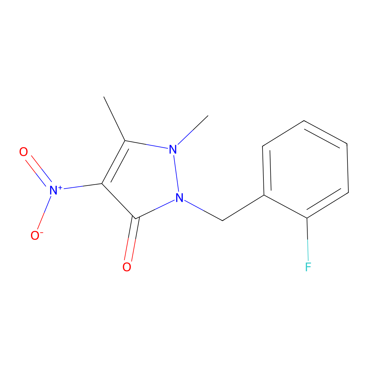 2-(2-Fluorobenzyl)-1,5-dimethyl-4-nitro-1H-pyrazol-3(2H)-one molecular structure, CAS 2007909-46-6