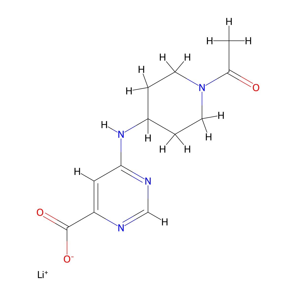 6-[(1-Acetylpiperidin-4-yl)amino]pyrimidine-4-carboxylic acid lithium salt molecular structure, CAS 2007909-54-6