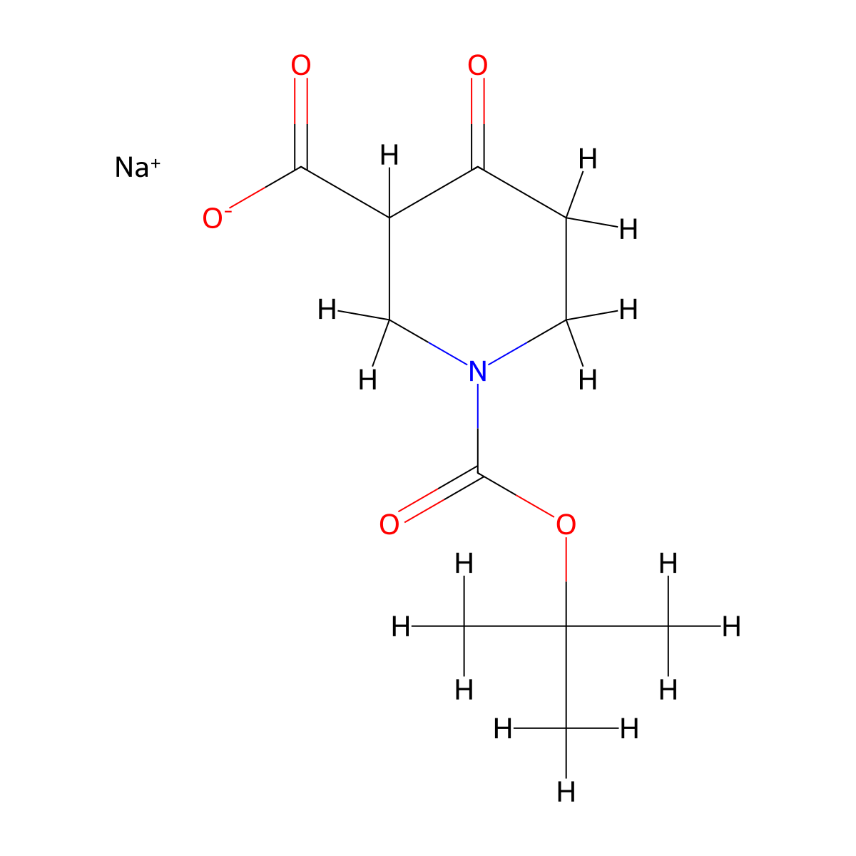 Sodium 1-(tert-butoxycarbonyl)-4-oxopiperidine-3-carboxylate molecular structure, CAS 2007909-56-8