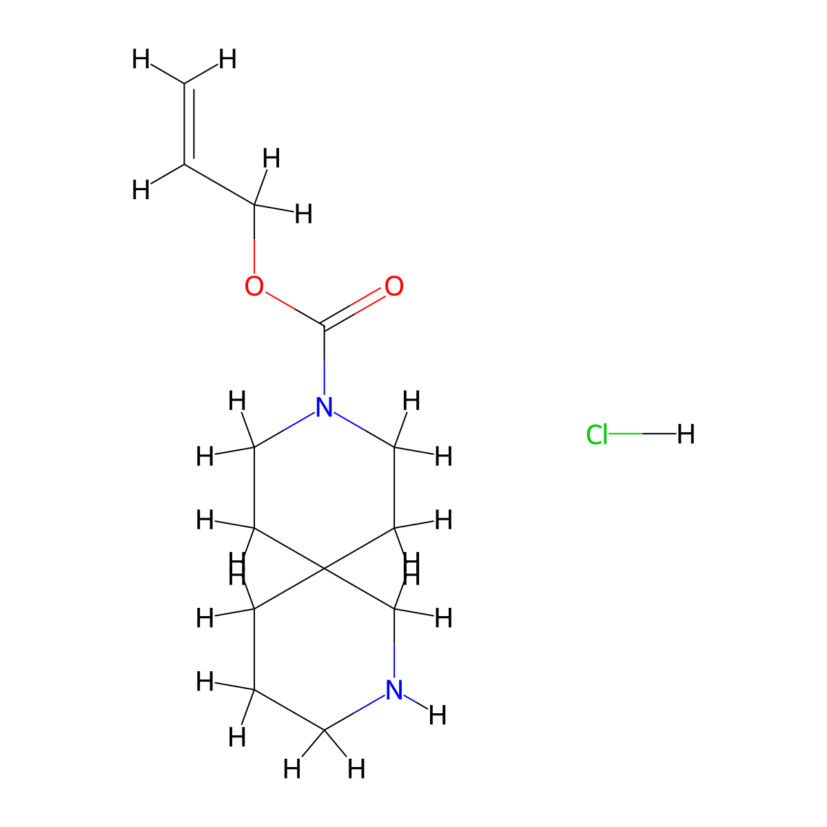 Allyl 2,9-diazaspiro[5.5]undecane-9-carboxylate hydrochloride molecular structure, CAS 2007909-58-0