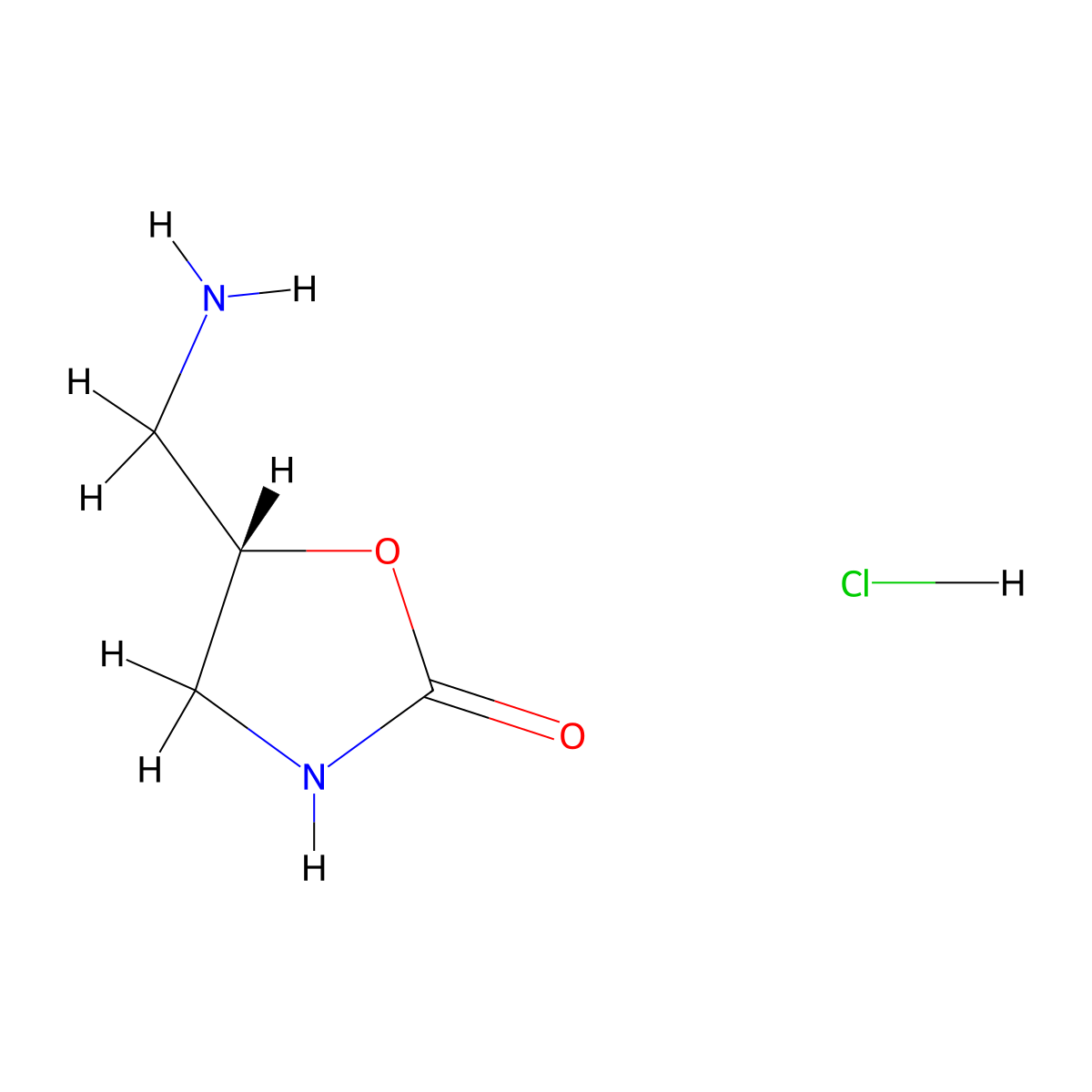 (5S)-5-(aminomethyl)-1,3-oxazolidin-2-one hydrochloride molecular structure, CAS 2007909-59-1