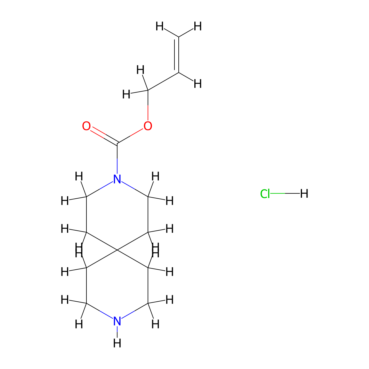 Allyl 3,9-diazaspiro[5.5]undecane-3-carboxylate hydrochloride molecular structure, CAS 2007909-61-5