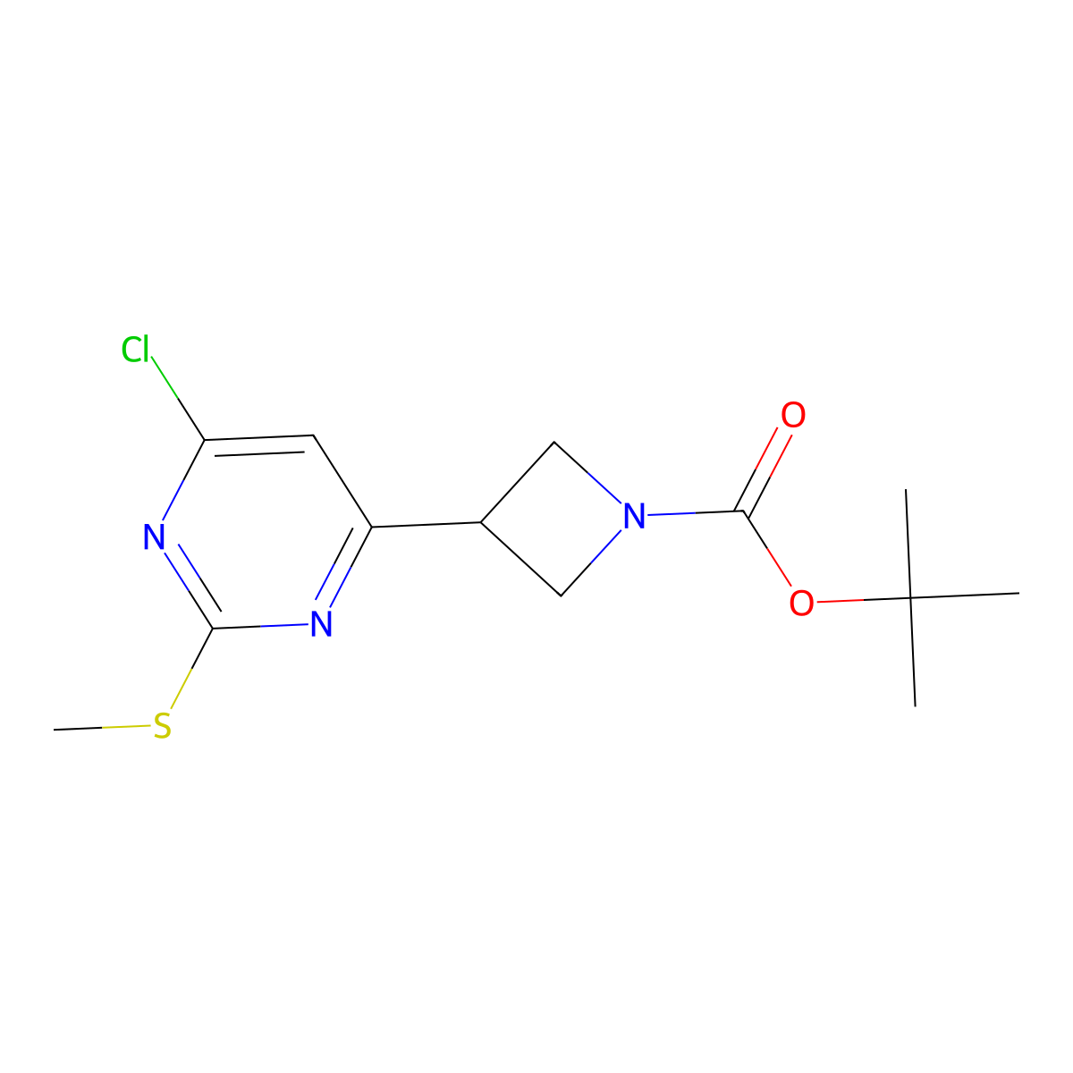 Tert-butyl 3-(6-chloro-2-(methylthio)pyrimidin-4-YL)azetidine-1-carboxylate molecular structure, CAS 2007909-66-0
