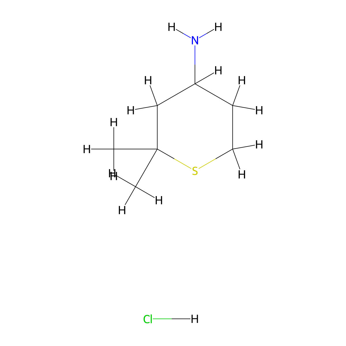 2,2-Dimethylthian-4-amine hydrochloride molecular structure, CAS 2007909-74-0