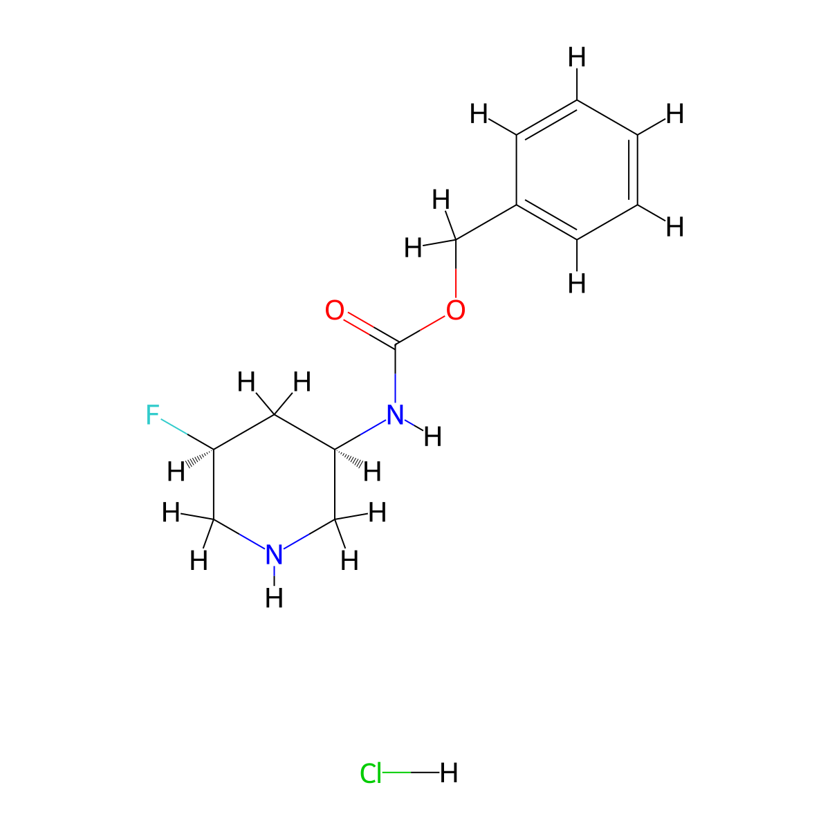 Benzyl ((3,5-ciS)-5-fluoropiperidin-3-yl)carbamate HCl molecular structure, CAS 2007909-86-4