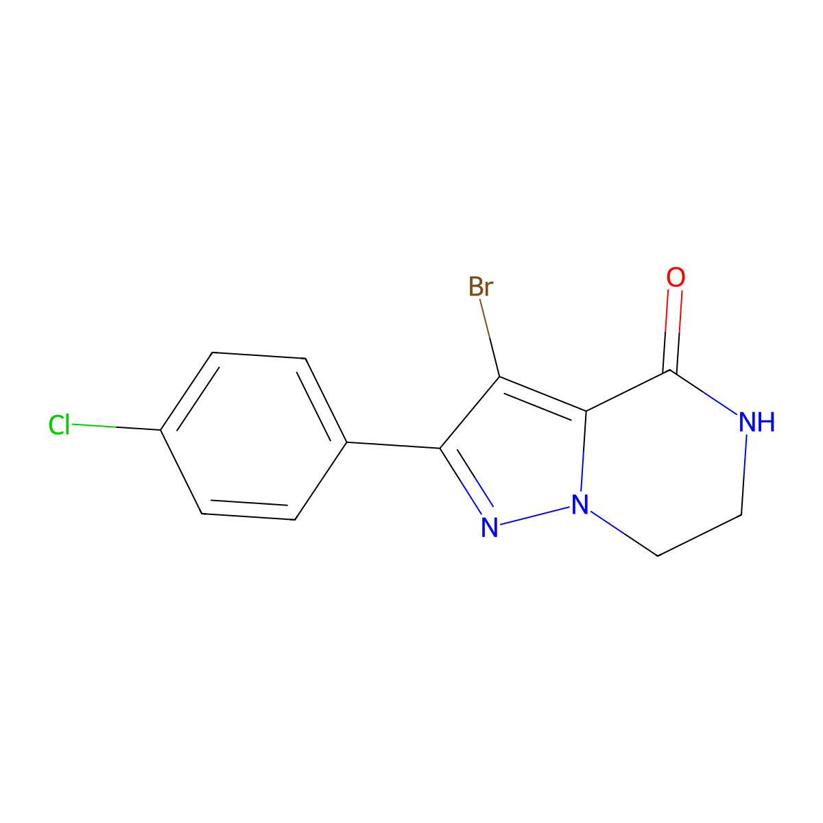 3-Bromo-2-(4-chlorophenyl)-6,7-dihydropyrazolo[1,5-A]pyrazin-4(5H)-one molecular structure, CAS 2007909-89-7