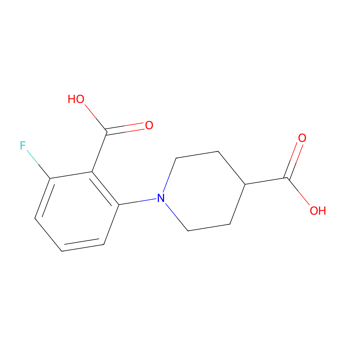 1-(2-Carboxy-3-fluorophenyl)piperidine-4-carboxylic acid molecular structure, CAS 2007910-44-1
