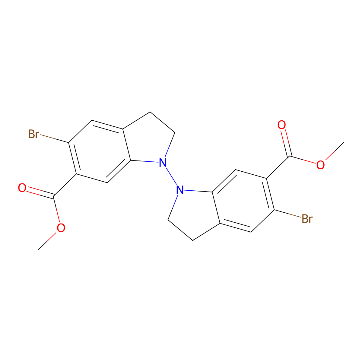 6,6'-Dimethyl 5,5'-dibromo-2H,2'H,3H,3'H-[1,1'-biindole]-6,6'-dicarboxylate molecular structure, CAS 2007910-50-9