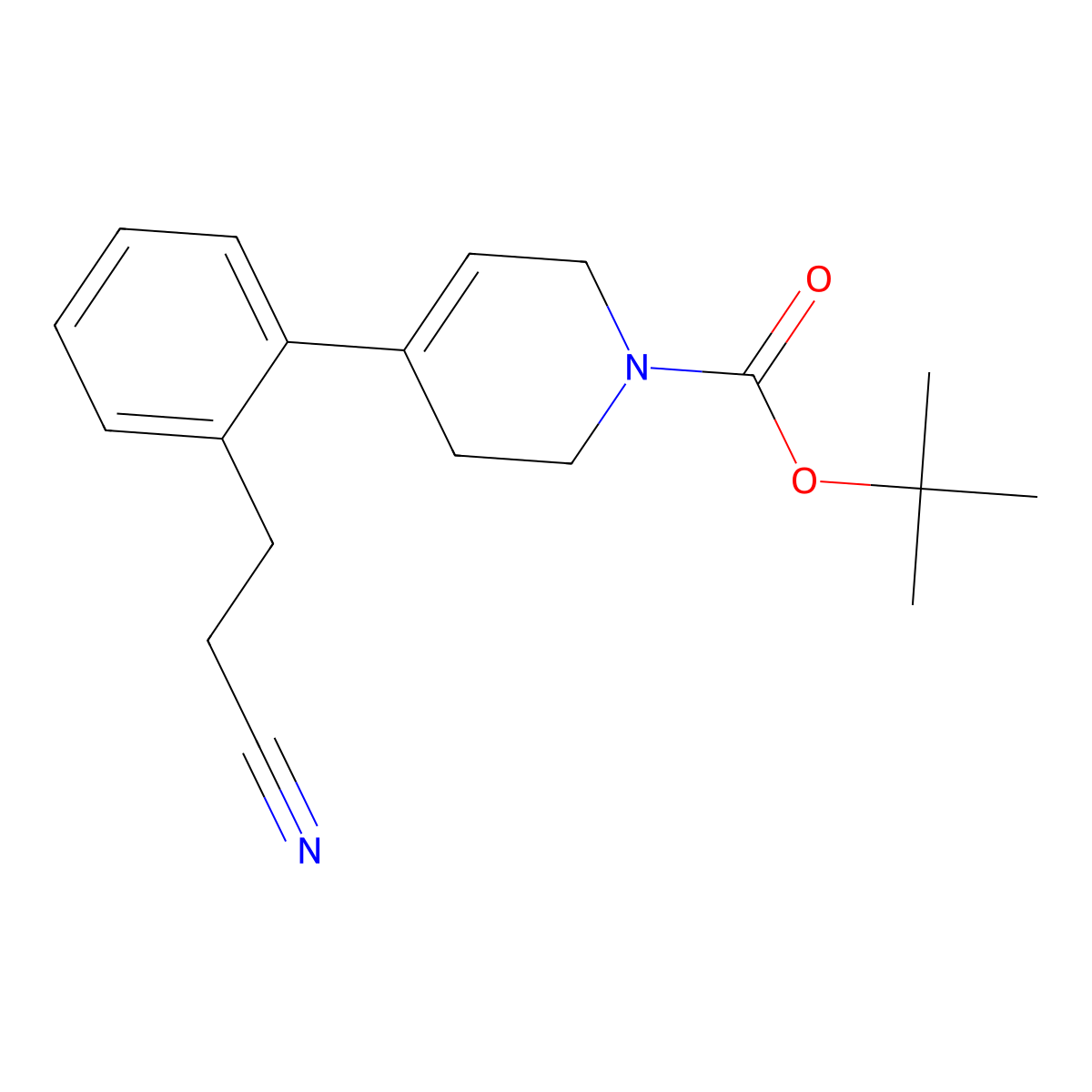 tert-Butyl 4-(2-(2-cyanoethyl)phenyl)-5,6-dihydropyridine-1(2H)-carboxylate molecular structure, CAS 2007910-61-2