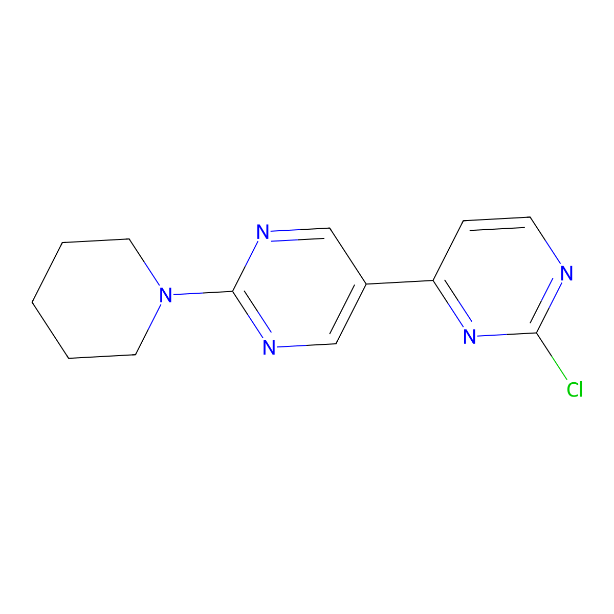 2-Chloro-2'-(piperidin-1-yl)-4,5'-bipyrimidine molecular structure, CAS 2007915-42-4