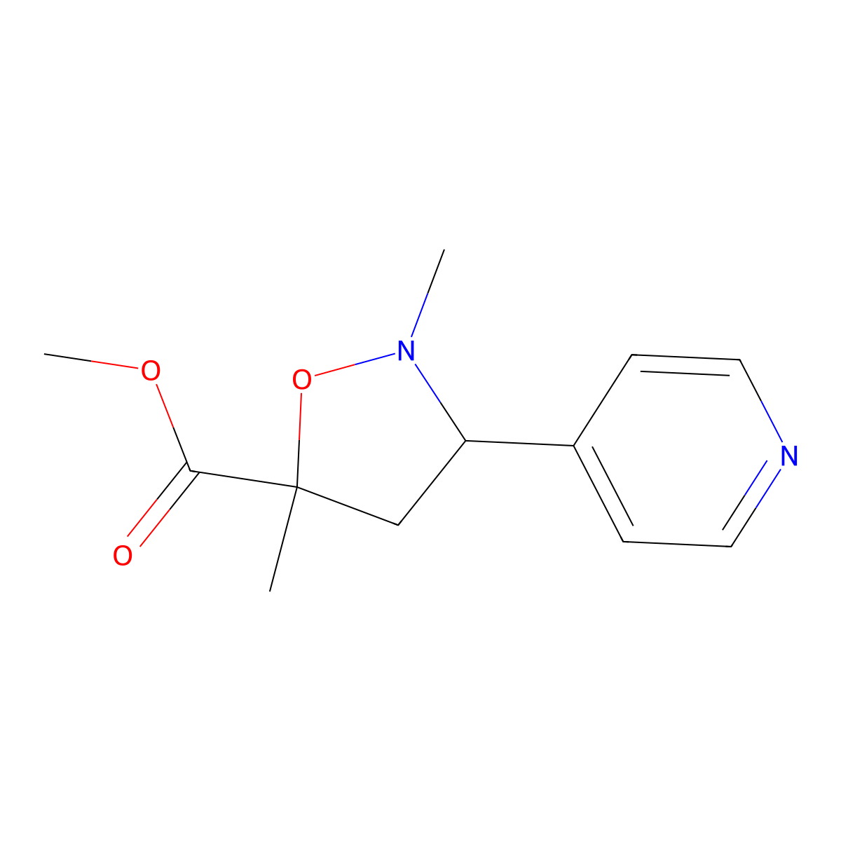 Methyl 2,5-dimethyl-3-(pyridin-4-yl)isoxazolidine-5-carboxylate molecular structure, CAS 2007915-47-9