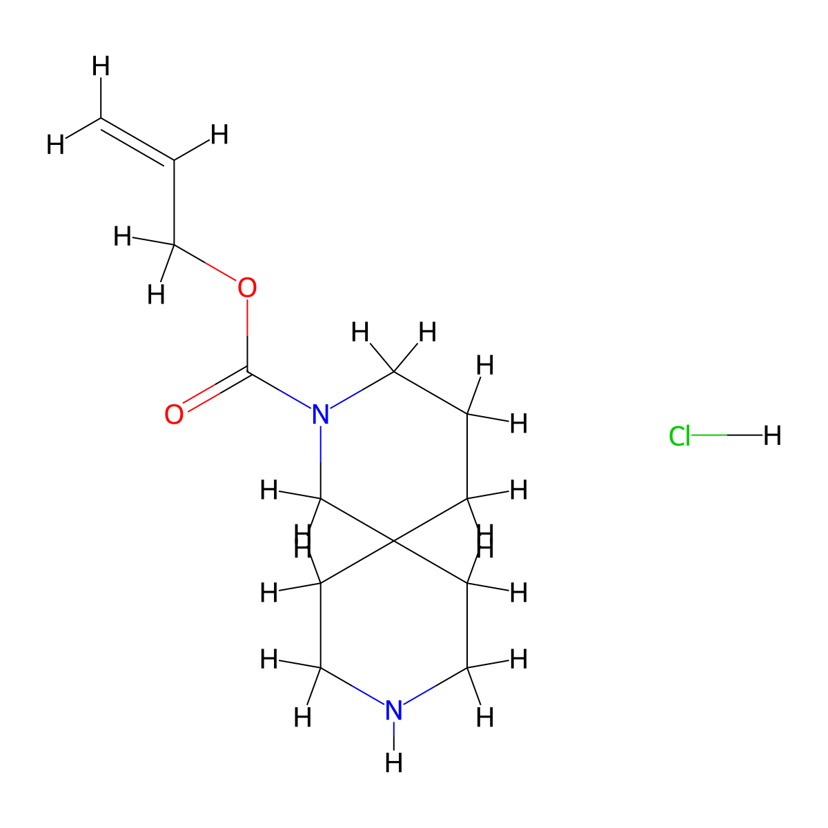 Allyl 2,9-diazaspiro[5.5]undecane-2-carboxylate hydrochloride molecular structure, CAS 2007915-54-8