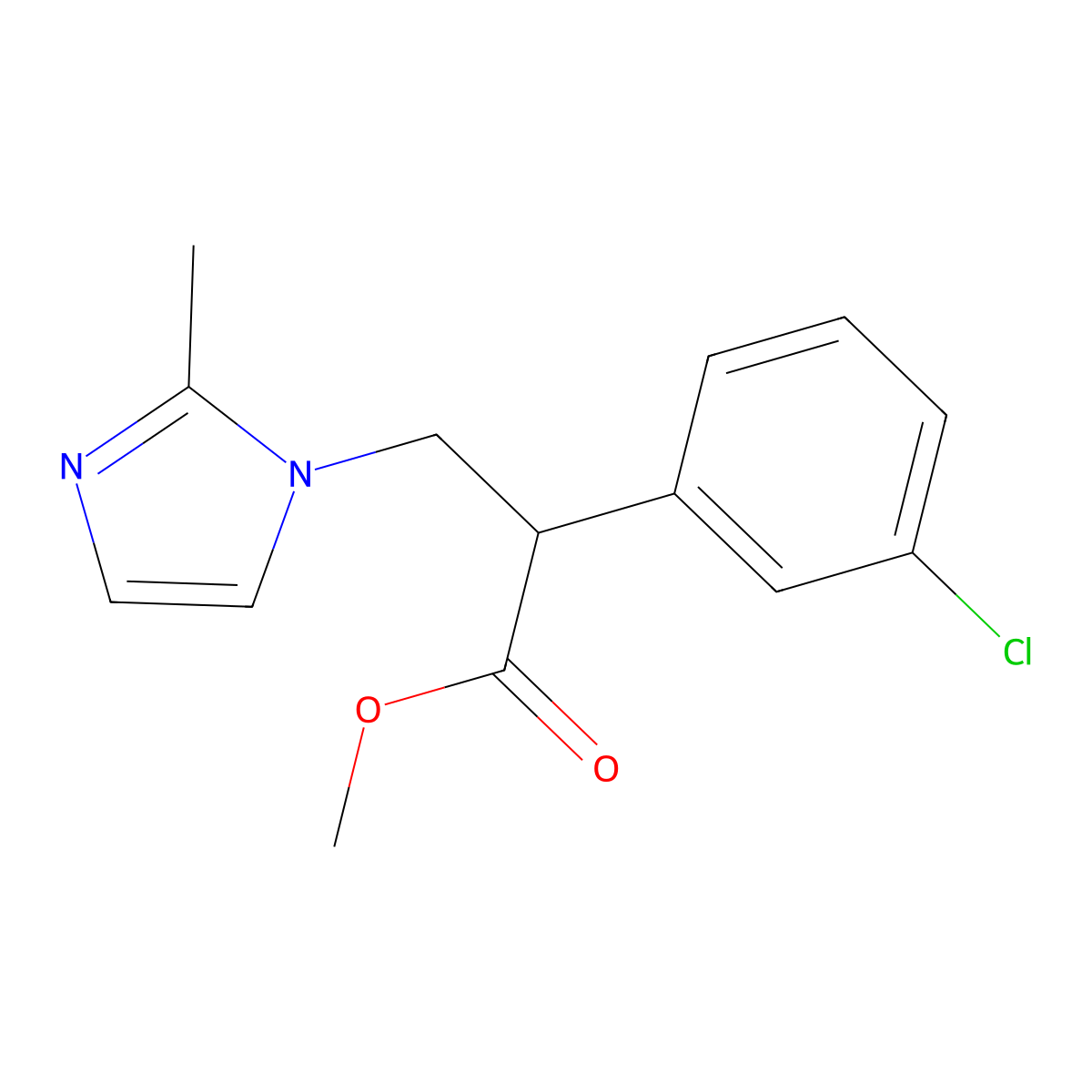 Methyl 2-(3-chlorophenyl)-3-(2-methyl-1H-imidazol-1-yl)propanoate molecular structure, CAS 2007915-62-8