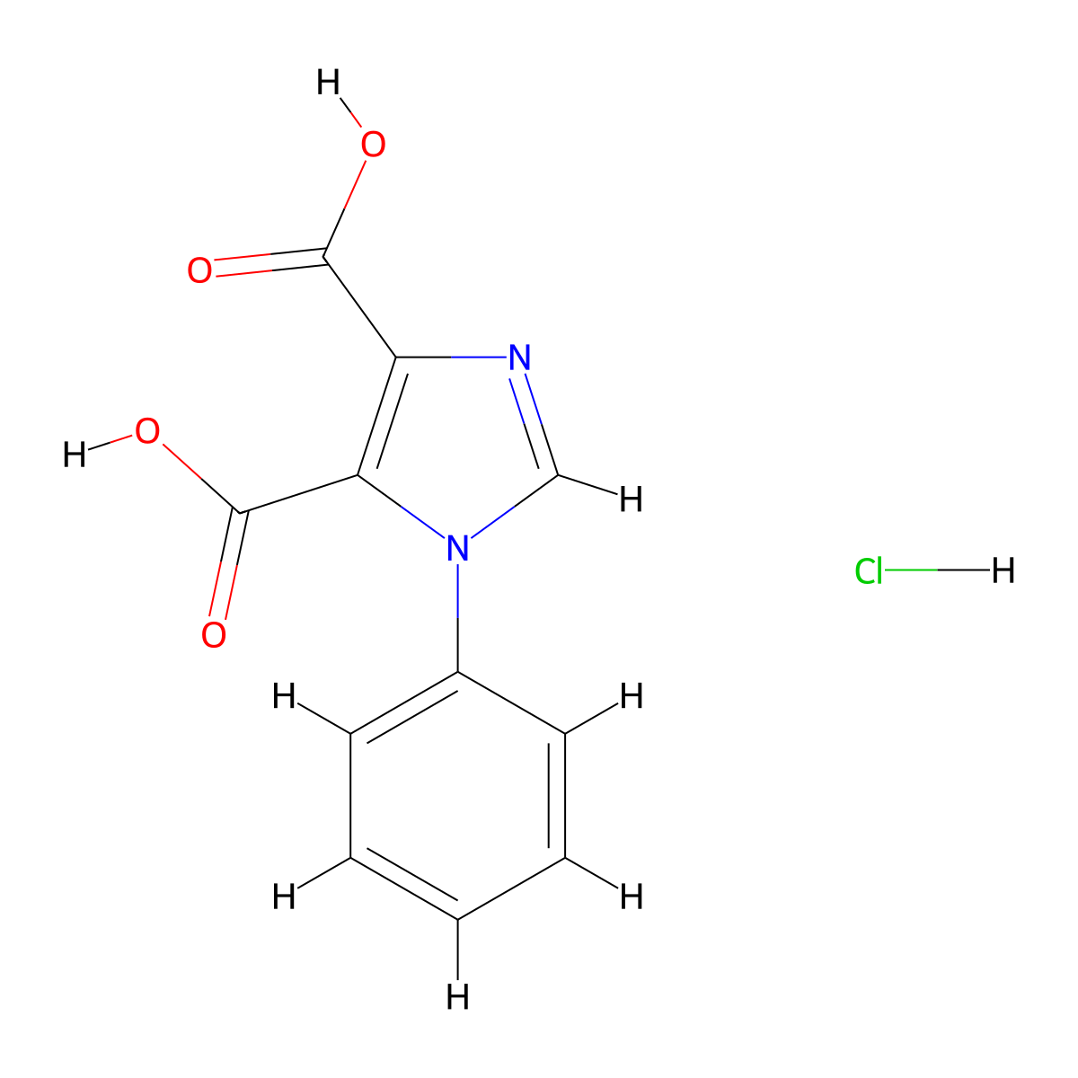 1H-Imidazole-4,5-dicarboxylic acid, 1-phenyl-, hydrochloride (1:1) molecular structure, CAS 2007915-70-8