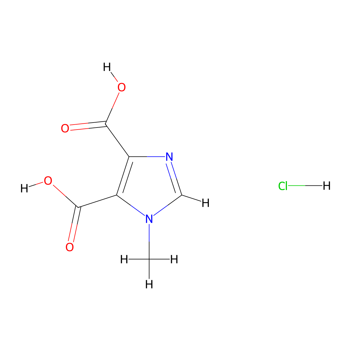 1-Methyl-1H-imidazole-4,5-dicarboxylic acid HCl molecular structure, CAS 2007915-75-3