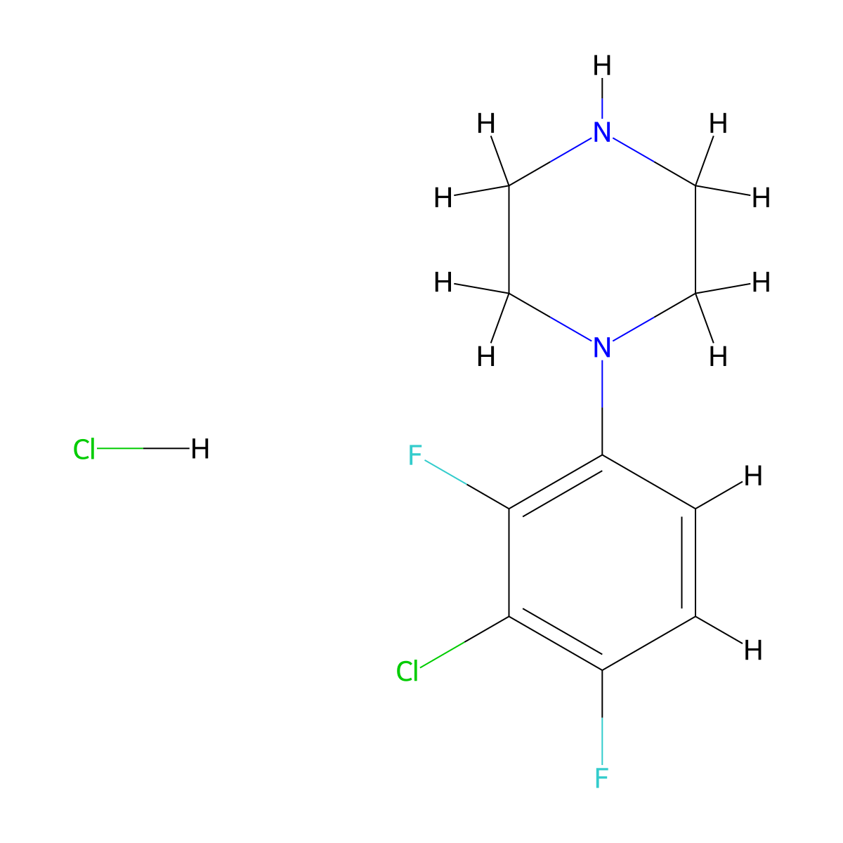 1-(3-Chloro-2,4-difluorophenyl)piperazine HCl molecular structure, CAS 2007915-82-2