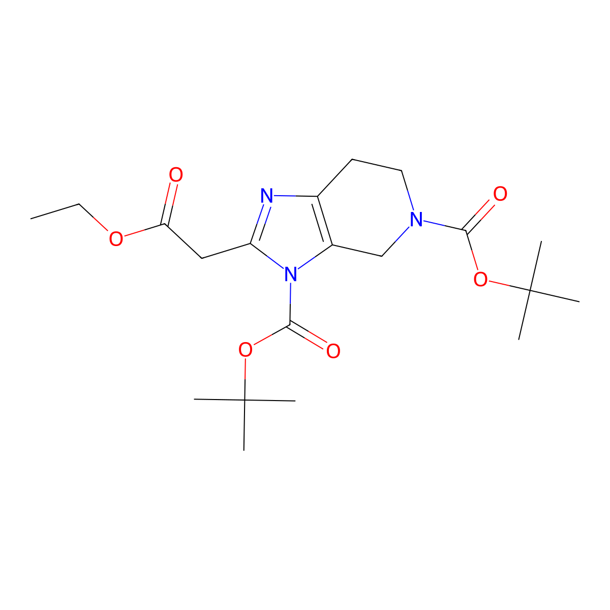 Di-tert-butyl 2-(2-ethoxy-2-oxoethyl)-6,7-dihydro-3H-imidazo[4,5-c]pyridine-3,5(4H)-dicarboxylate molecular structure, CAS 2007915-96-8