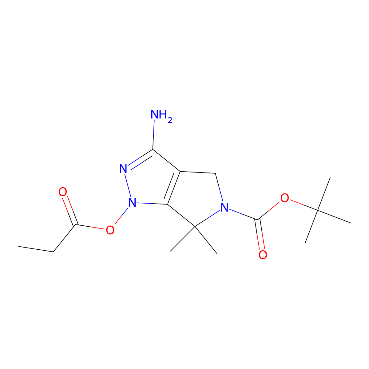 tert-Butyl 3-amino-6,6-dimethyl-1-(propionyloxy)-4,6-dihydropyrrolo[3,4-c]pyrazole-5(1H)-carboxylate molecular structure, CAS 2007915-99-1