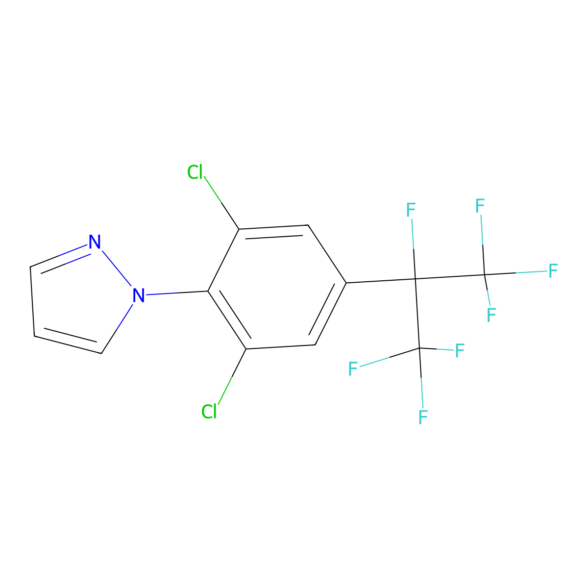1-(2,6-Dichloro-4-(perfluoropropan-2-yl)phenyl)-1H-pyrazole molecular structure, CAS 2007916-01-8