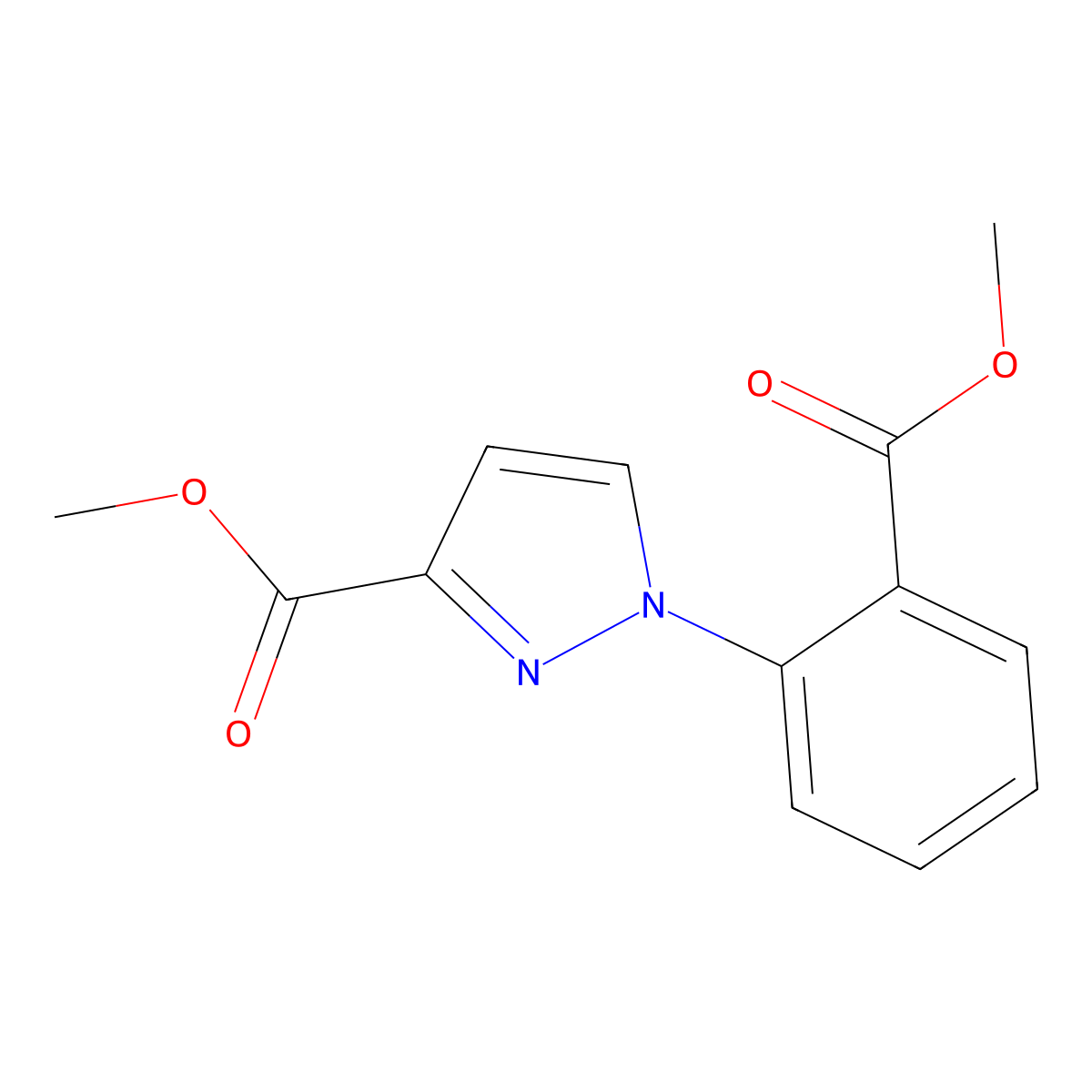 Methyl 1-(2-(methoxycarbonyl)phenyl)-1H-pyrazole-3-carboxylate molecular structure, CAS 2007916-08-5