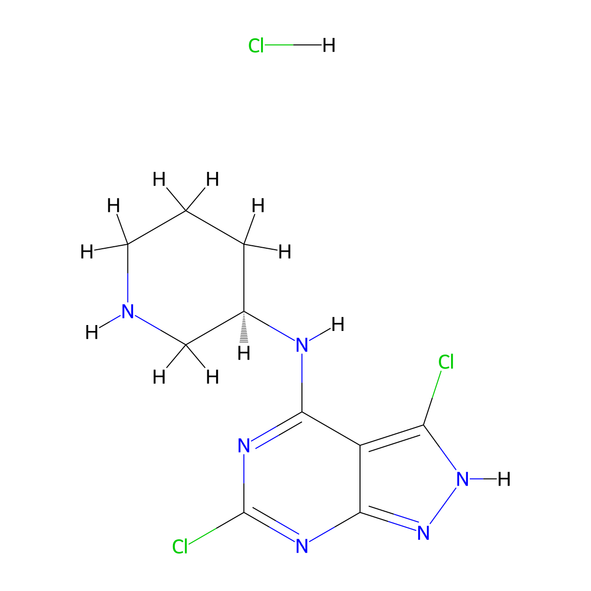 (3R)-N-{3,6-Dichloro-1H-pyrazolo[3,4-d]pyrimidin-4-yl}piperidin-3-amine hydrochloride molecular structure, CAS 2007916-10-9