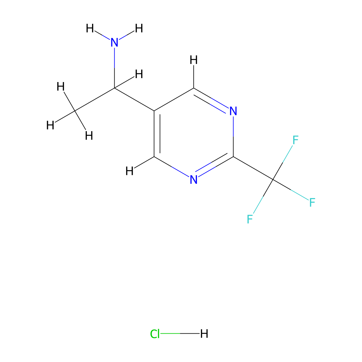 1-(2-(Trifluoromethyl)pyrimidin-5-YL)ethan-1-amine hcl molecular structure, CAS 2007916-15-4