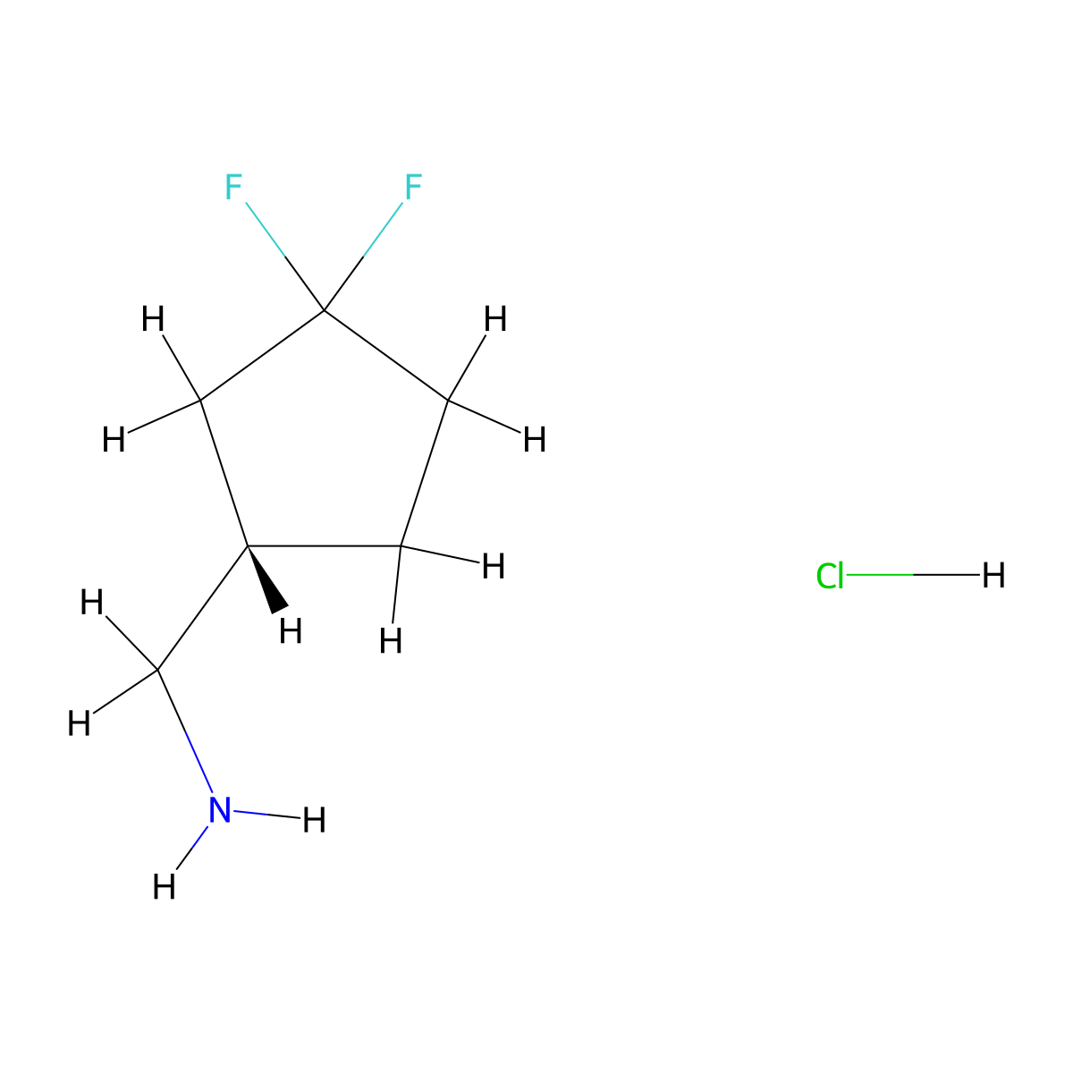 [(1S)-3,3-difluorocyclopentyl]methanamine hydrochloride molecular structure, CAS 2007916-16-5