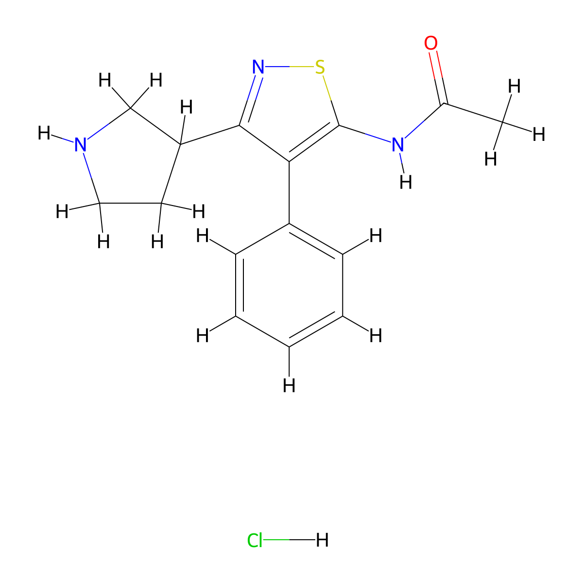 N-(4-Phenyl-3-(pyrrolidin-3-yl)isothiazol-5-yl)acetamide HCl molecular structure, CAS 2007916-21-2