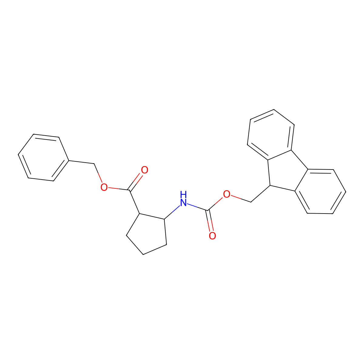 cis-Benzyl 2-((((9H-fluoren-9-yl)methoxy)carbonyl)amino)cyclopentanecarboxylate molecular structure, CAS 2007916-24-5