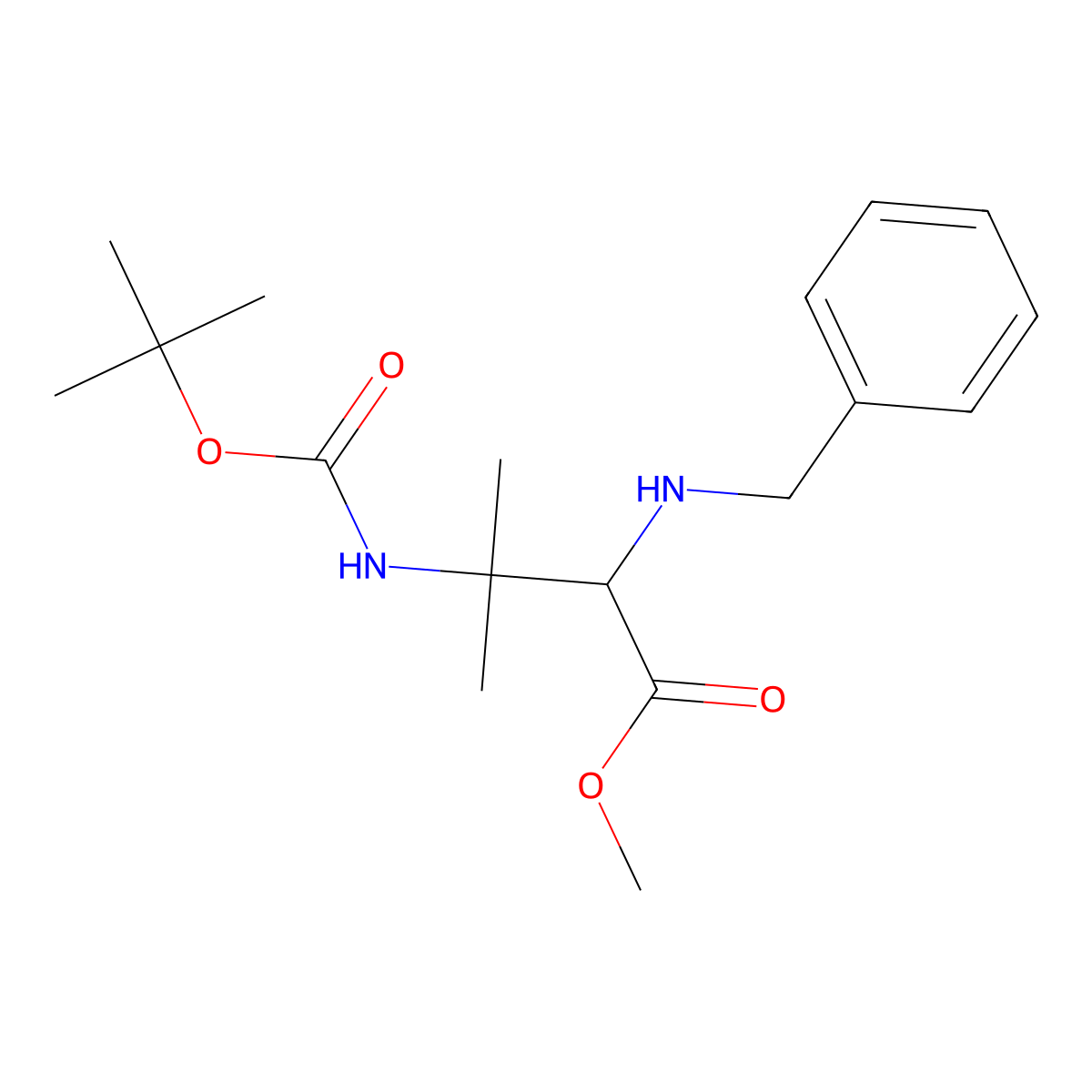 (R)-Methyl 2-(benzylamino)-3-((tert-butoxycarbonyl)amino)-3-methylbutanoate molecular structure, CAS 2007916-37-0