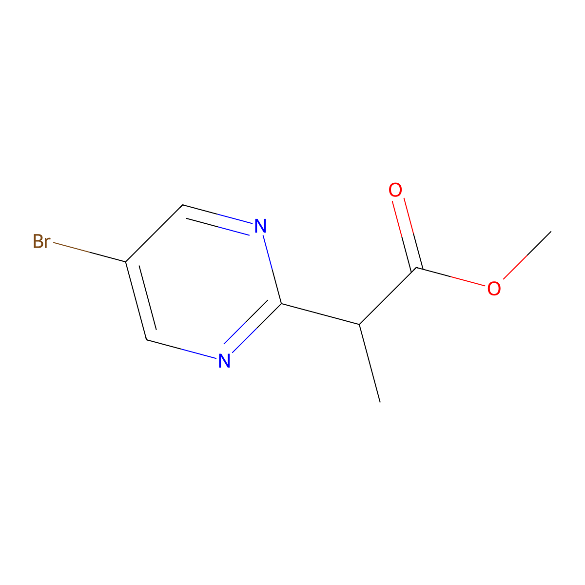 Methyl 2-(5-bromopyrimidin-2-yl)propanoate molecular structure, CAS 2007916-43-8