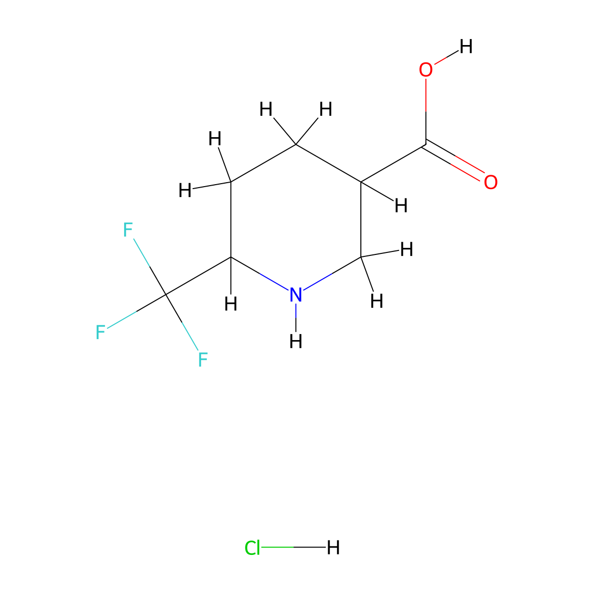 6-(Trifluoromethyl)piperidine-3-carboxylic acid HCl molecular structure, CAS 2007916-57-4
