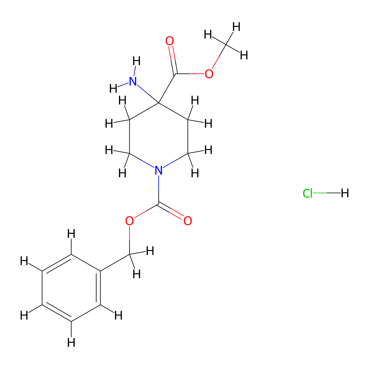 O1-benzyl O4-methyl 4-aminopiperidine-1,4-dicarboxylate;hydrochloride molecular structure, CAS 2007916-59-6