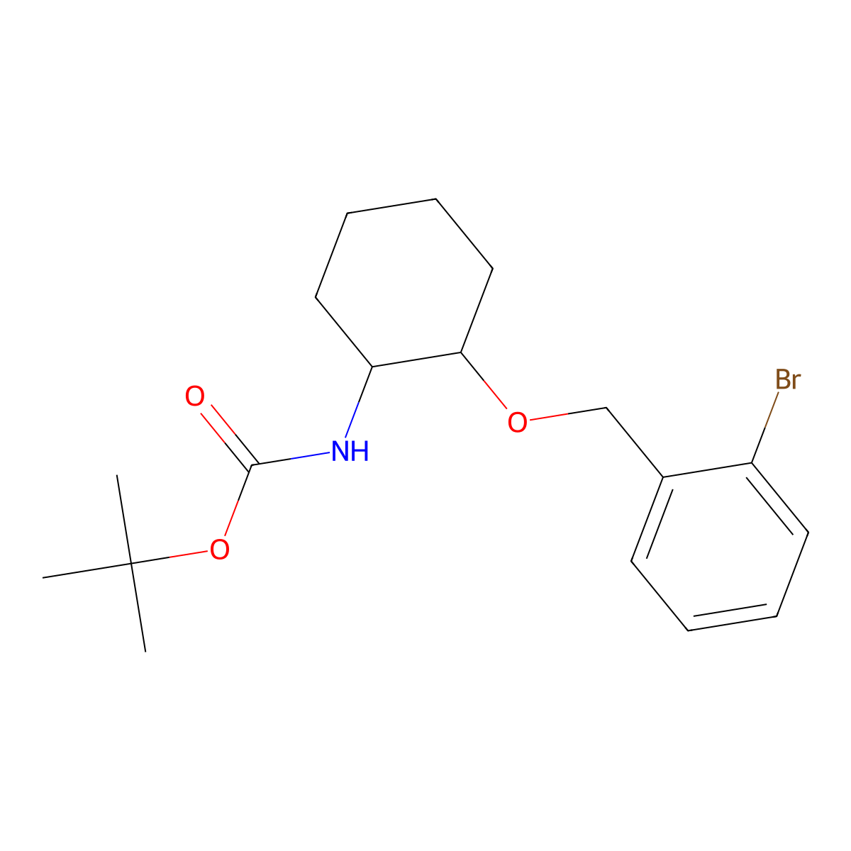 Trans-tert-butyl (2-((2-bromobenzyl)oxy)cyclohexyl)carbamate molecular structure, CAS 2007916-69-8
