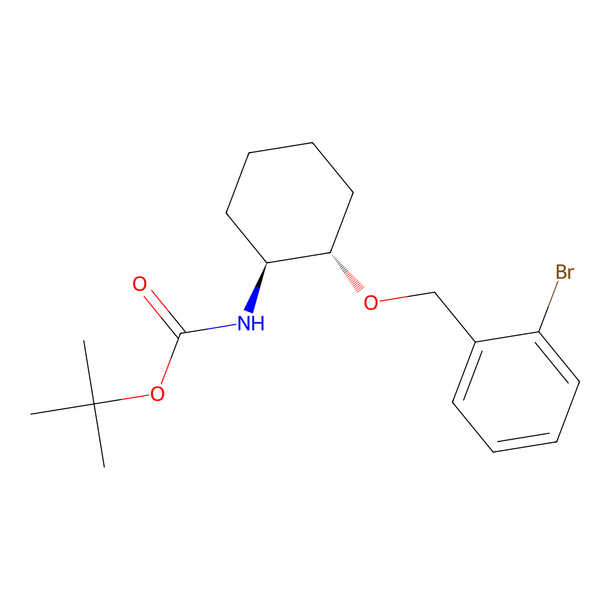 Trans-tert-butyl (2-((2-bromobenzyl)oxy)cyclohexyl)carbamate molecular structure, CAS 2007916-69-8