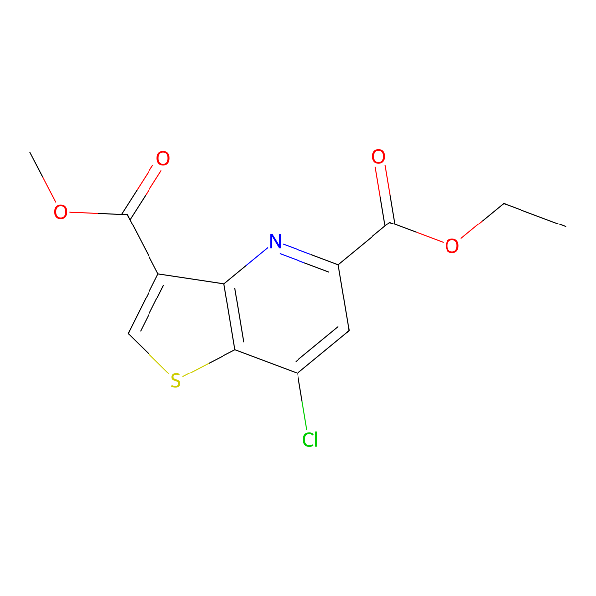 5-Ethyl 3-methyl 7-chlorothieno[3,2-b]pyridine-3,5-dicarboxylate molecular structure, CAS 2007916-76-7