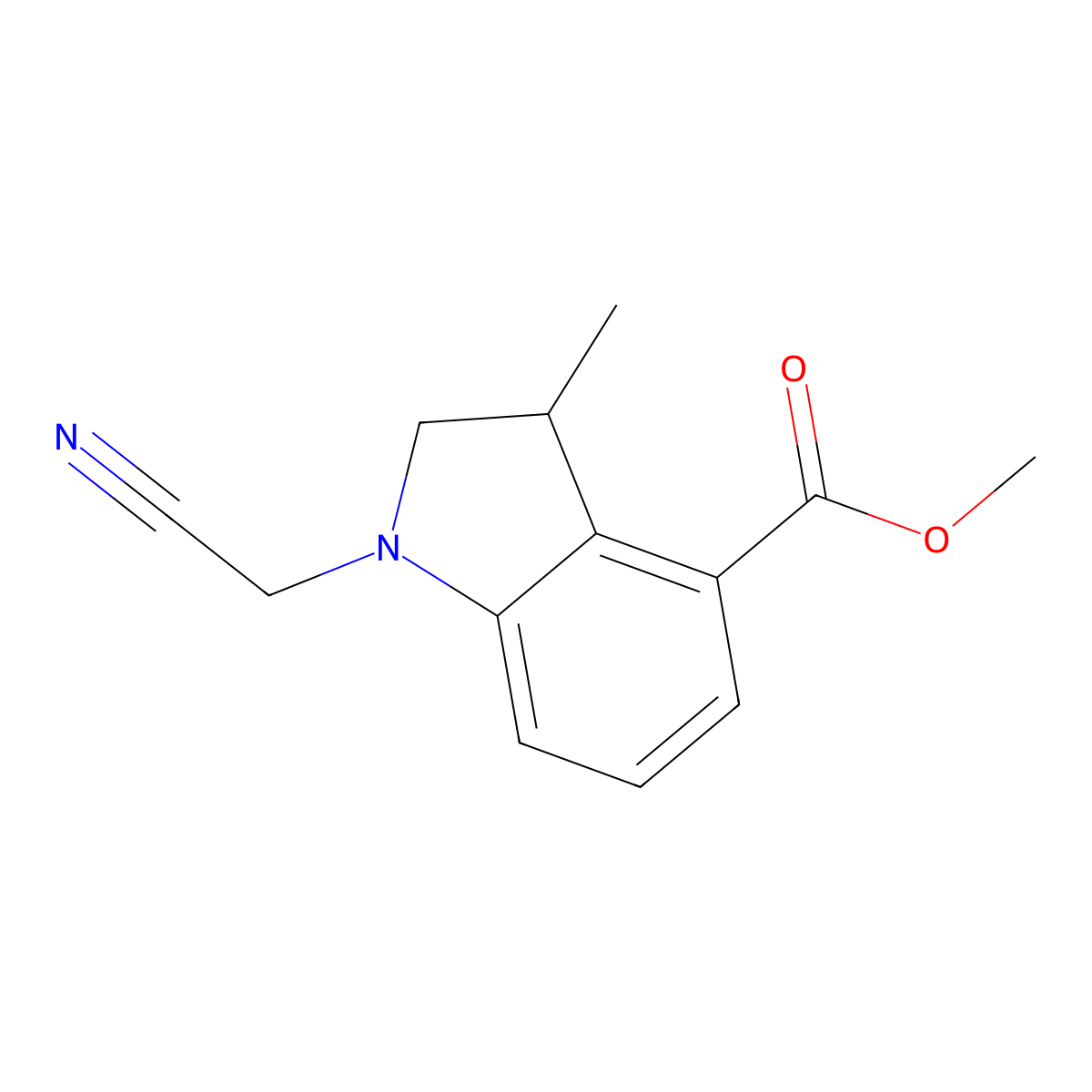 (R)-methyl 1-(cyanomethyl)-3-methylindoline-4-carboxylate molecular structure, CAS 2007917-21-5