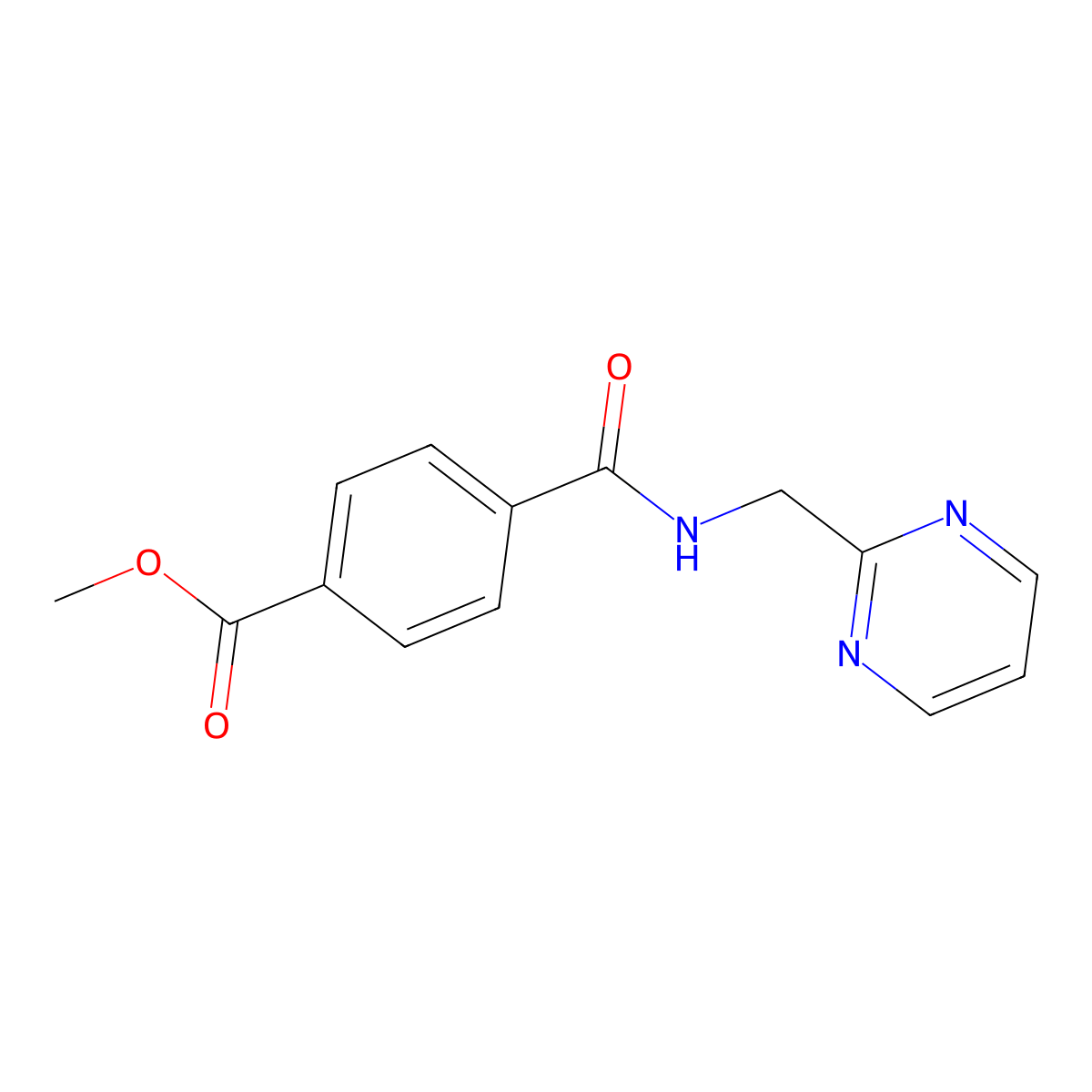 Methyl 4-((pyrimidin-2-ylmethyl)carbamoyl)benzoate molecular structure, CAS 2007917-30-6