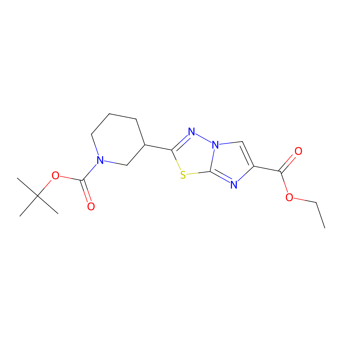 Ethyl 2-(1-(tert-butoxycarbonyl)piperidin-3-yl)imidazo[2,1-b][1,3,4]thiadiazole-6-carboxylate molecular structure, CAS 2007917-36-2