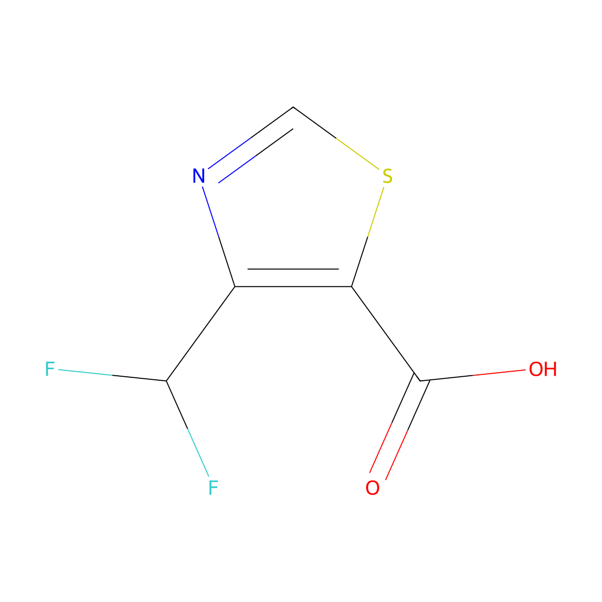 5-Thiazolecarboxylic acid, 4-(difluoromethyl)- molecular structure, CAS 2007917-53-3