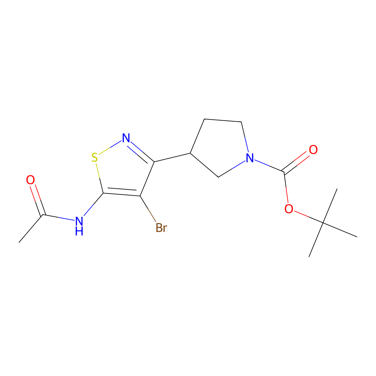 tert-Butyl 3-(5-acetamido-4-bromoisothiazol-3-yl)pyrrolidine-1-carboxylate molecular structure, CAS 2007917-59-9