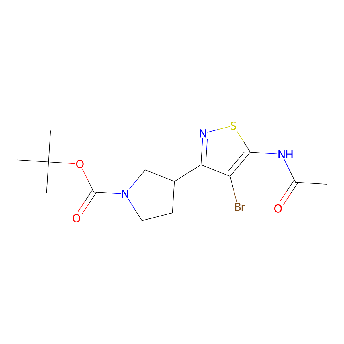 tert-Butyl 3-(5-acetamido-4-bromoisothiazol-3-yl)pyrrolidine-1-carboxylate molecular structure, CAS 2007917-59-9