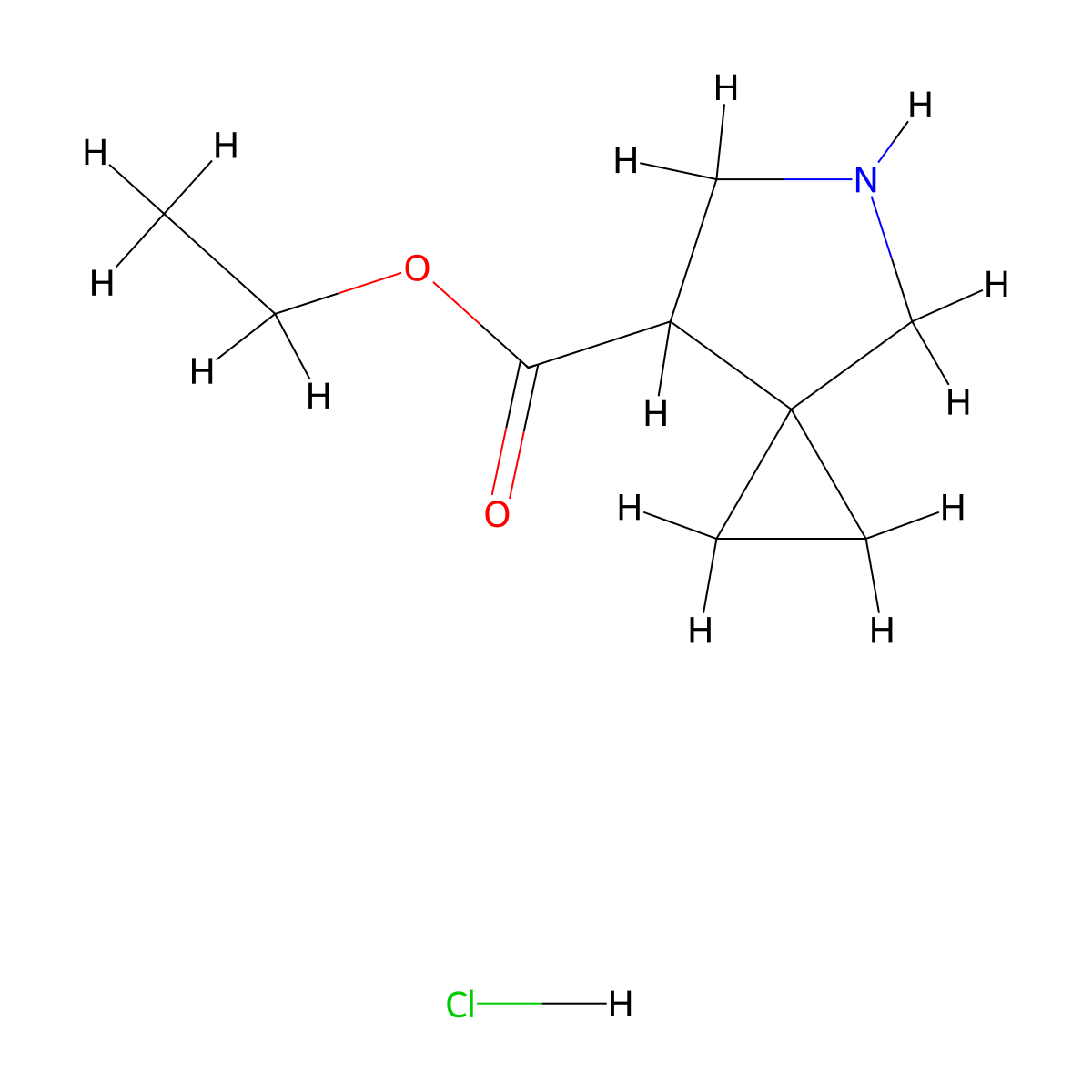 Ethyl 5-azaspiro(2.4)heptane-7-carboxylate hydrochloride molecular structure, CAS 2007919-30-2