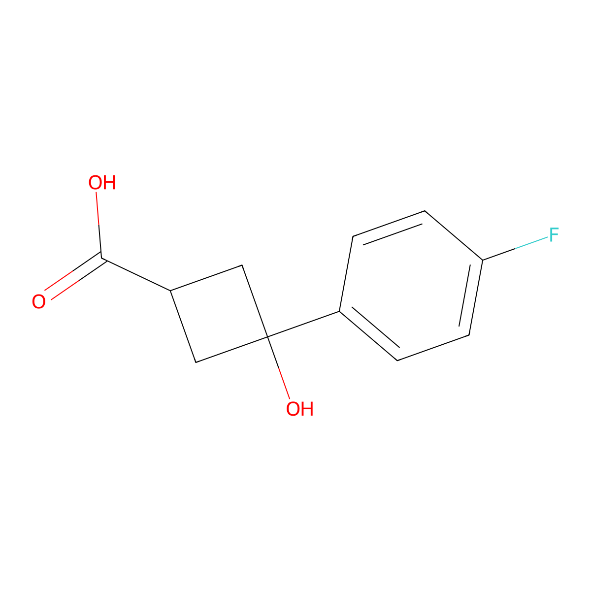 trans-3-(4-Fluorophenyl)-3-hydroxycyclobutanecarboxylic acid molecular structure, CAS 2007919-34-6