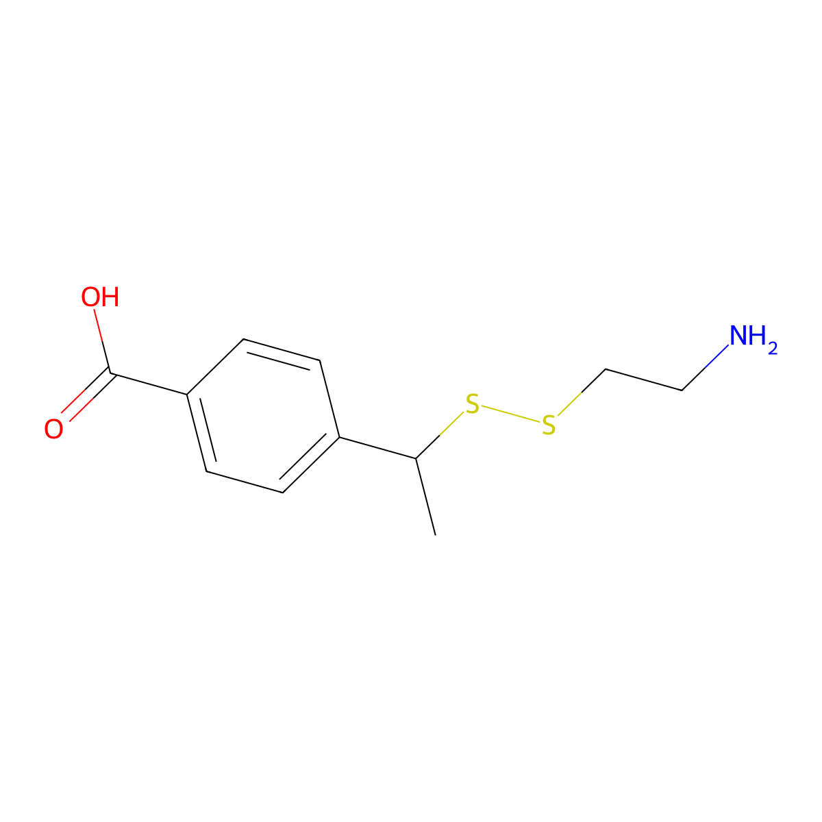 4-(1-((2-Aminoethyl)disulfanyl)ethyl)benzoic acid molecular structure, CAS 2007919-51-7