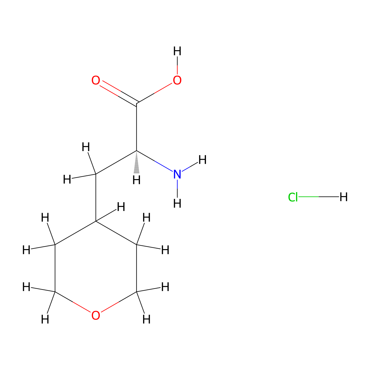 (2S)-2-Amino-3-(oxan-4-yl)propanoic acid hydrochloride molecular structure, CAS 2007919-56-2